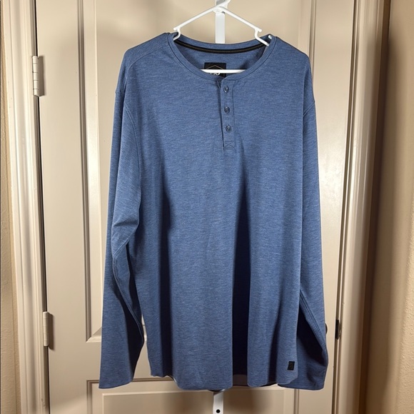 Blue Long Sleeve Henley Tee Relaxed Fit - Picture 1 of 5